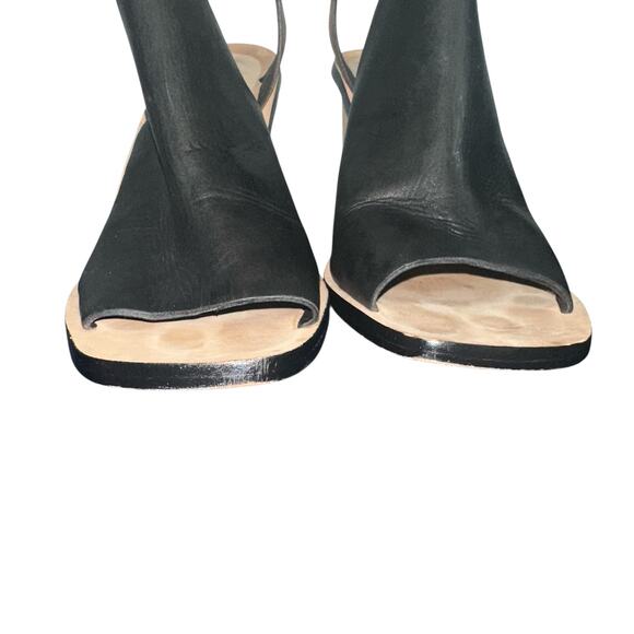 Loeffler Randall ColorBlock Leather Heels Sz 9.5 Black Brown Ankle Strap Sandals - Picture 2 of 13